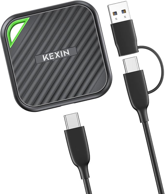 KEXIN External SSD 512G USB C Portable SSD Up to 2000MB/s External Solid State Drive USB 3.2 Gen 2x2 Type-C Portable Solid State Drive for PC Mac Game Console