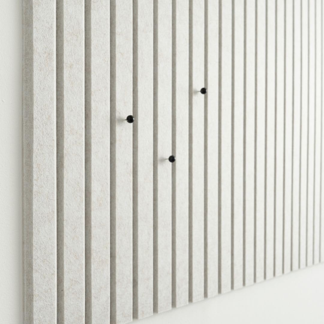 Large Cork Boards for Walls Black Felt Board Alternative - Slat Wall Paneling, Felt Bulletin Board Tiles for Office Decor, Push pin Board Office Wall Organizer -12-Pack (Ivory Tan)