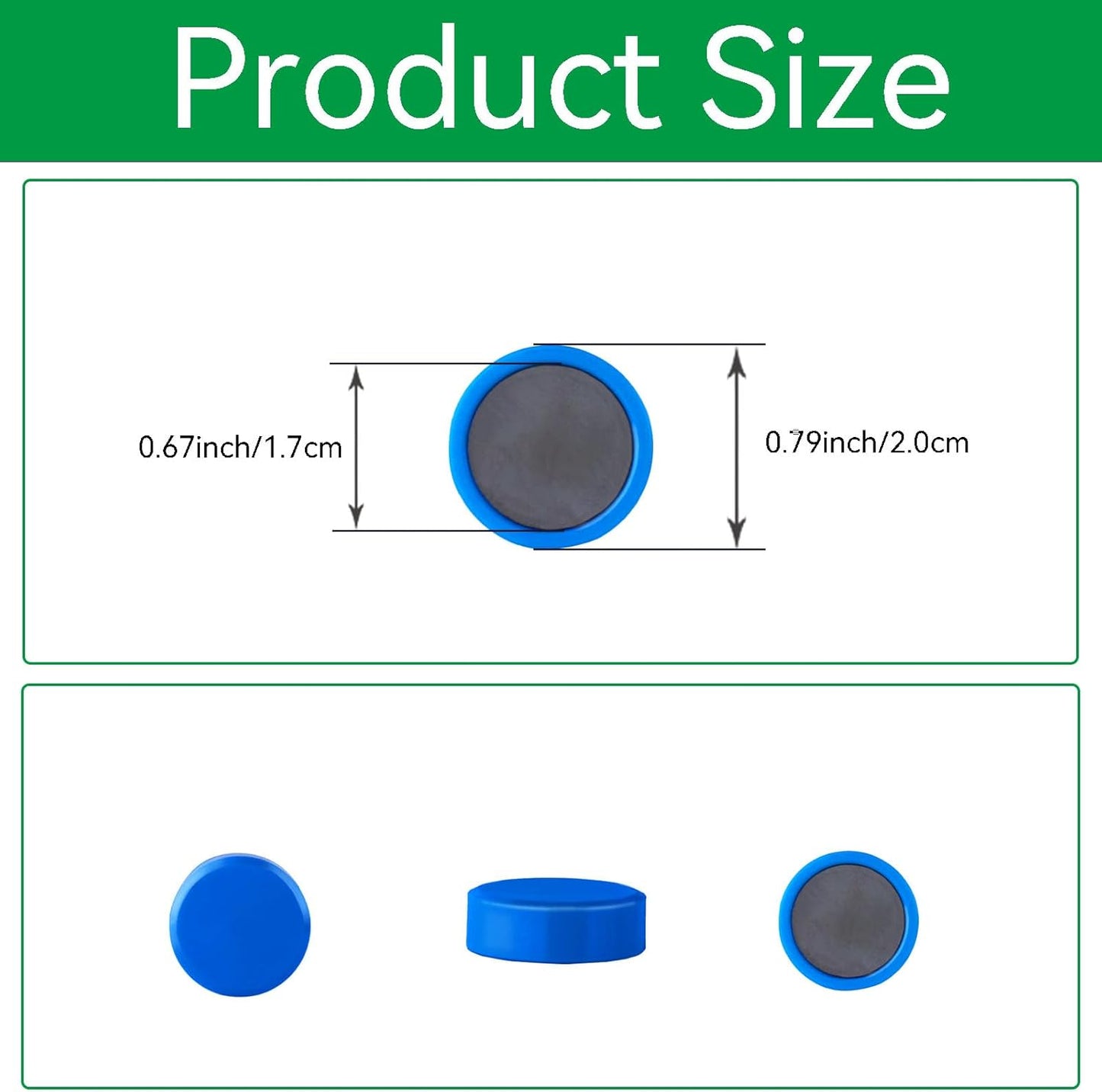 Fridge Magnets, 40 Pcs Heavy Duty Round Magnets for Whiteboard, Fridge, Locker, Office, Classroom - Blue