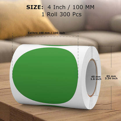 300 PCS Circle Stickers 4 Inch Green Vinyl Floor Dots Sticker Removable Self-Adhesive Colored Large Round Label Roll for Marking Inventory Organizing Classroom Line Up Spots