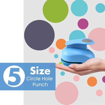 LOONENG 3/8inch, 5/8inch, 1inch, 1.5inch, 2inch Circle Punch Set, 5 Different Size Circle Hole Punch for Scrapbooking, Card Making, DIY Photo Albums, Gift Tags, Homemade Confetti