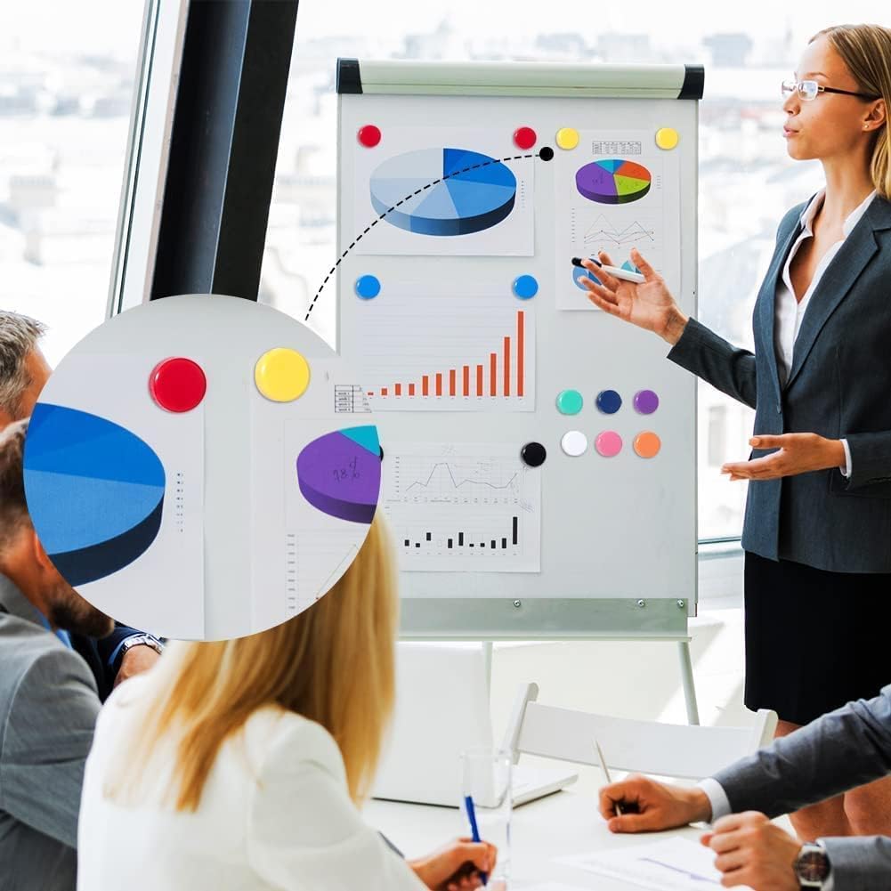 Qualsen Fridge Magnets, 20pcs Refrigerator Magnets, Small Magnet for Whiteboard, Mini Cute for Fridge, Locker, White Board, Kitchen, Office, Classroom (White)