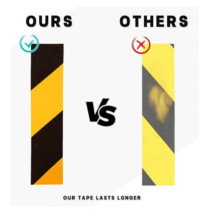 2 Inch x 660 FT Black & Yellow Floor Marking Tape, High-Visibility & Adhesive Hazard Tape for Caution & Aisle Marking, Caution Warning Safety Stripe Tape Roll for Walls Steps Pipes Equipment