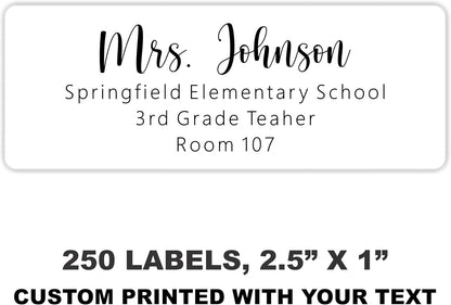 White Address Labels - Personalized Return Address Labels, Mailing and Shipping Stickers for Envelopes, Packages, Business, Home Use (Chic Script)