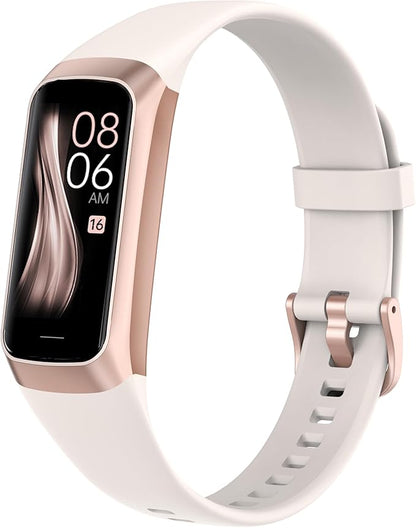 Fitness Tracker Activity Tracker Smart Watch 1.10''AMOLED Touch Color Screen,Smart Watch with 24/7 Blood Oxygen Heart Rate,Sleep Monitor,IP68 Waterproof,Step Counter Health for Women Men (White)