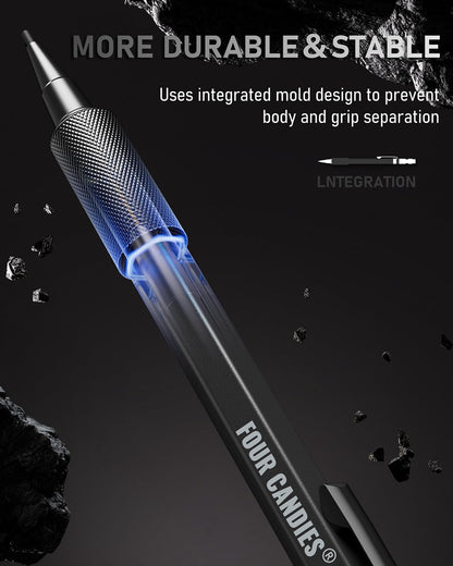 Four Candies 1.3mm Mechanical Pencil Set with 24 Lead Refills, Metal Weatherproof Heavy Duty Outdoor Carpenter Pencil, Eraser, 6 Eraser Refills for Architect Drafting Woodworking Marking with Case