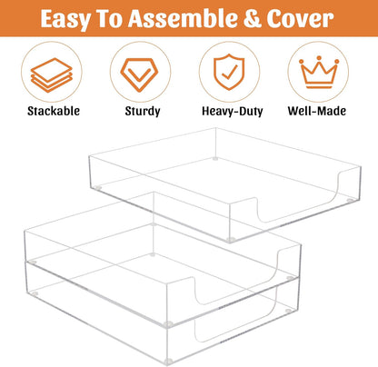 Acrylic Letter-Size Tray, Sturdy Heavy-Duty Clear Printer Paper Tray, Single-Tier Stackable File Storage Organizer for Office Home (1, Clear)