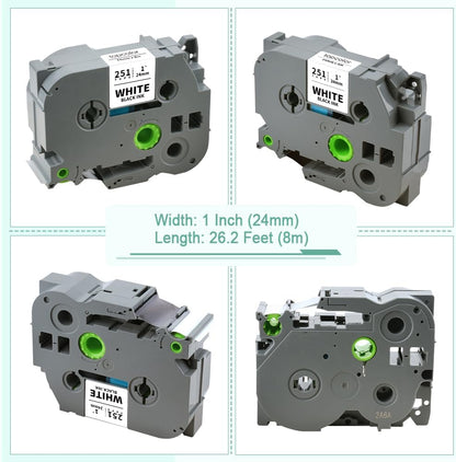 6-Pack 24mm 0.94" Laminated Tape Compatible for Brother 24mm Label Tape Tze-151 251 451 551 651 751 P Touch Tze Tz 1 Inch Multi-Color Label for PTD610BT PTD600 PTP710BT PTP750W PTP910BT