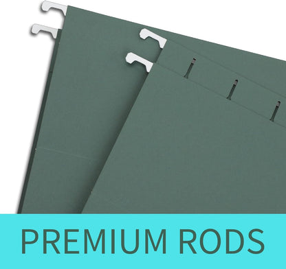 HERKKA Extra Capacity Hanging File Folders, 60 Pack Reinforced Letter Size Hanging Folders with Heavy Duty 3 Inch Expansion, Designed for Bulky Files, Medical Charts, Green
