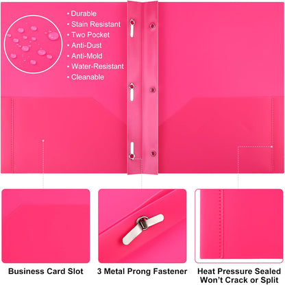 Patelai 48 Pcs Plastic Folders with 2 Pockets and 3 Prongs Home Folders with Card Slot Letter Size Heavy Duty Report Covers for Back to School(Stylish Color,Classic)
