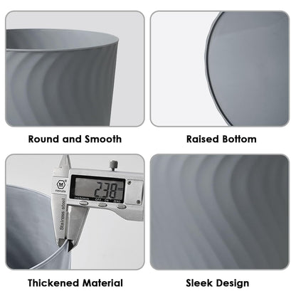 YGJT Small Trash Can, 3 Pack 1.8 Gallons Bathroom Trash Can, Slim Waste Basket, Round Garbage Can, Plastic Trash Bin for Kitchen, Dorm, Bedroom, Office, Living Room, Study, Compact Spaces(Grey)