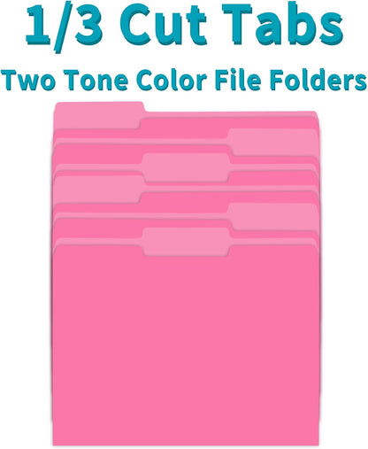 Two Tone Color File Folder 8.5 x 11 Inch,36 Packs Pink File Folders,1/3 Cut Tabs File Folder Letter Size,Manila File Folders for Office,School and Home,Organization