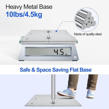 EMART Backdrop Stand, 8.5x10ft Width Adjustable Photography Background Support Poles with Heavy Duty Flat Base, Photo Metal Steel Pipe and Drape Frame Kit for Parties Birthday Wedding - Silver