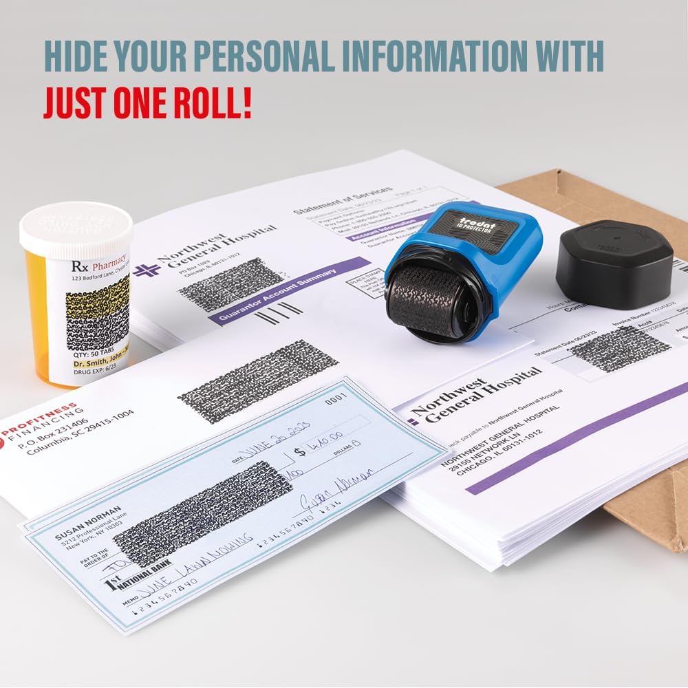 Trodat ID Protector Ink Roller – Identity Theft Protection Roller Stamp – incl. 3 Bonus Refill Inks