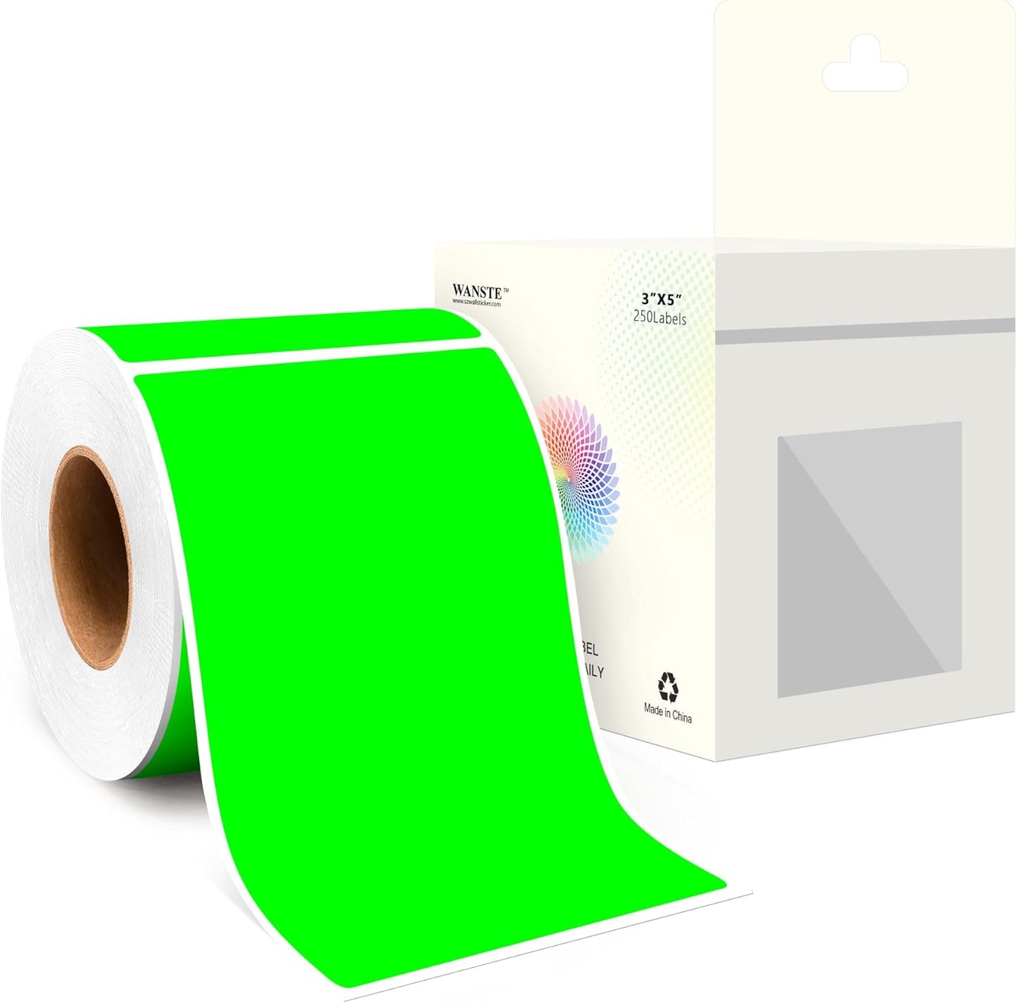 3 x 5 Inch 250Pcs Rectangle Color Coding Stickers,Strong Adhesion Easy to Write Label for Moving,Box Organization,Inventory,Business,Fluorescent Green