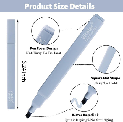 Vitoler Pastel Highlighters,8pcs Cute Highlighters with Chisel Tip,No Bleed Bible Highlighter,Multicolor High lighters for School Supplies