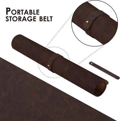 Distressed Leather Desk Mat - Non-Slip PU Desk Pad for Office and Home - Desk Organization and Accessories - Ideal for Large Mouse Pad and Desk Mats on Top of Desks(Espresso,36"x 17")