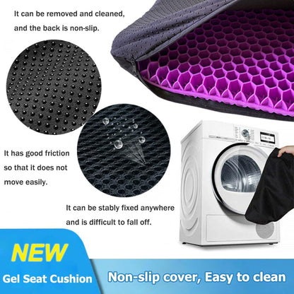 Gel Seat Cushion, Double Thick Egg Gel Cushion for Pressure Pain Relief, Breathable Wheelchair Cushion Chair Pads for Car Seat Office Chair (Violet)