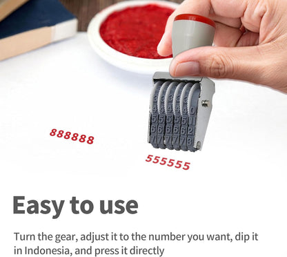 6 Digit Number Roller Stamps: Changeable Digital Stamp & Number Symbol Rolling Wheel Automatic Numbering Stamp in Metal