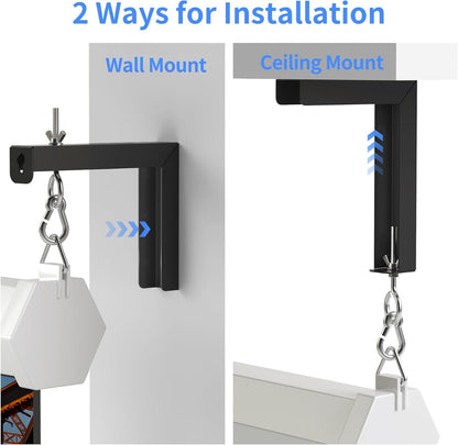 Universal Projector Screen Wall Mount L-Brackets Hanging Ceiling Mount, 6 inch Adjustable Extension with Hook for Home Projector and Movie Screens, Hold up to 66 lbs, Black PRL003B