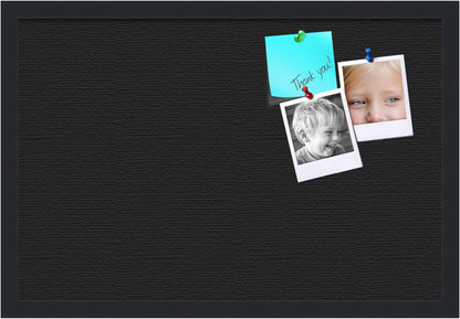 PinPix pin Cork Bulletin Board Made from Canvas, Classic Black Pattern 24 x 16 Inches (Completed Size) and Framed in Satin Black (PinPix-622)