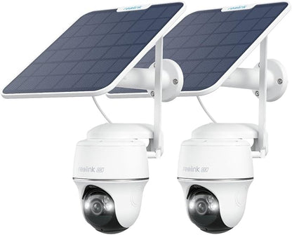 REOLINK 4K 4G LTE 360° Cellular Security Camera Wireless Outdoor +128G SD Card - 2Pack, No WiFi Solar Powered, SIM Card Included, 8MP Color Night Vision, Local/Cloud Storage, Go PT Ultra+Solar Panel 2