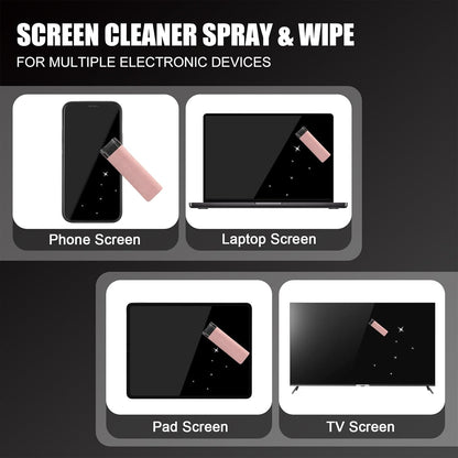 walrfid 2pcs Car Screen Cleaner, Computer Screen Cleaner Spray and Wipe, Laptop Cleaning Mist Kit for Electronic iPad, iPhone, Phone, MacBook, TV, Monitor, Tablet Display, with Graffiti Case, Pink