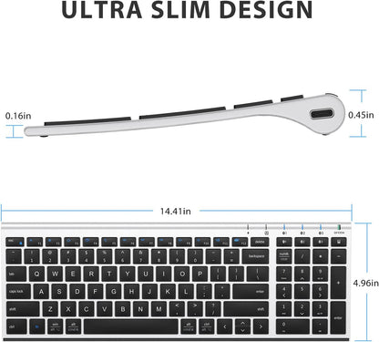 iClever BK10 Bluetooth Keyboard, Universal Bluetooth 5.1 Wireless Keyboard with Number Pad, Ergonomic Design, Multi-Device Compatibility, Stable Connection for Mac, iPad, iPhone, Android, Windows