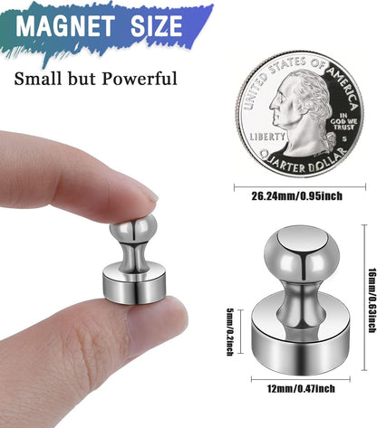100 Pack Neodymium Fridge Magnets, Small Strong Magnets for Whiteboard, Push Pin Magnet, Refrigerator Magnets for Office, Kitchen, Adults, Home