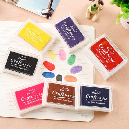 6 Pcs Craft Ink Pad, Washable Ink Pads for Kids Multicolor Ink Pads for Rubber Stamps, Paper, Scrapbooking, Wood Fabric, 6 Unique Darken Colors