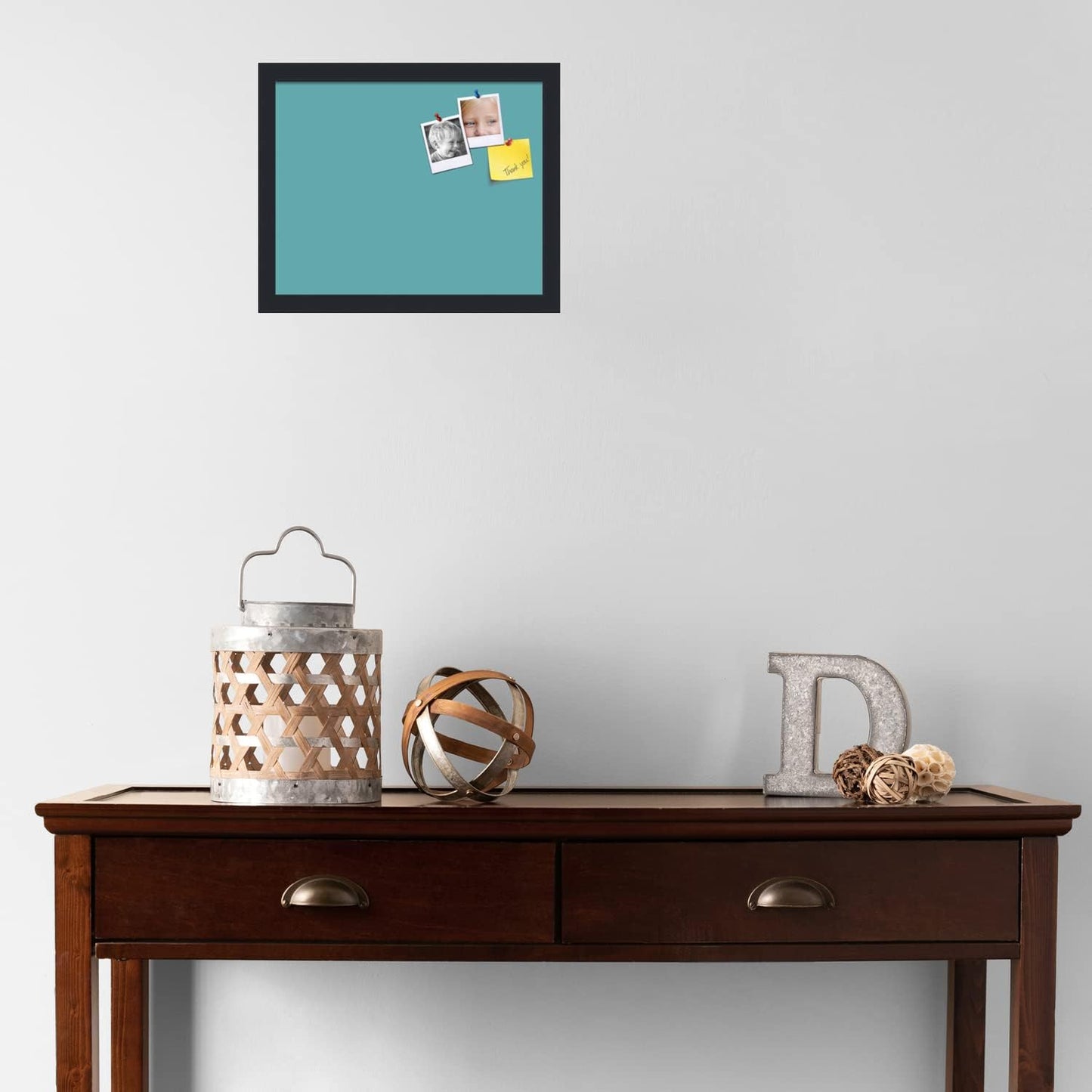 PinPix 15x12 Inch Cork Bulletin Board. This Decorative Framed Pin Board Comes with Aqua Pastel Design and a Satin Black Frame. Ideal for Home Office Decor or Message Board (PinPix-1806)