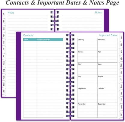 2025-2026 Pocket Planner/Calendar - 2025-2026 Planner from July 2025 - June 2026, Planner 2025-26 with 12 Tabs, Twin-Wire Binding, Inner Pocket, 3.75" x 6.75, Purple
