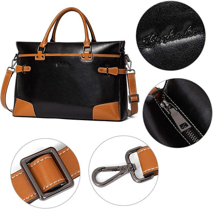 BOSTANTEN Briefcase for Women Leather Laptop Bag 15.6 inch Computer Messenger Office Business Work Tote