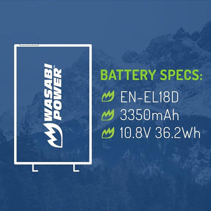 Wasabi Power Battery for Nikon EN-EL18d (2-Pack) and Nikon Z9, D4, D4S, D5, D6
