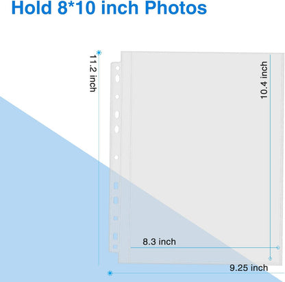 Sooez 30 Pack Heavy Duty Photo Sleeves for 3 Ring Binder (for 60 Pictures), Clear Archival Sleeves, 8x10 & 8.5x11