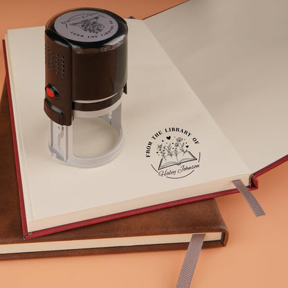 Custom Self-Inking Stamps | Personalized Book Stamp Gift for Book Lovers | 5 Ink Colors (Style08)