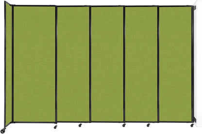 Wall-Mounted Sliding StraightWall Room Divider | Adjustable Widths | Locking Wheels | Room Separator | Up to 11'3" Wide x 7'6" Tall Lime Green Fabric Panels