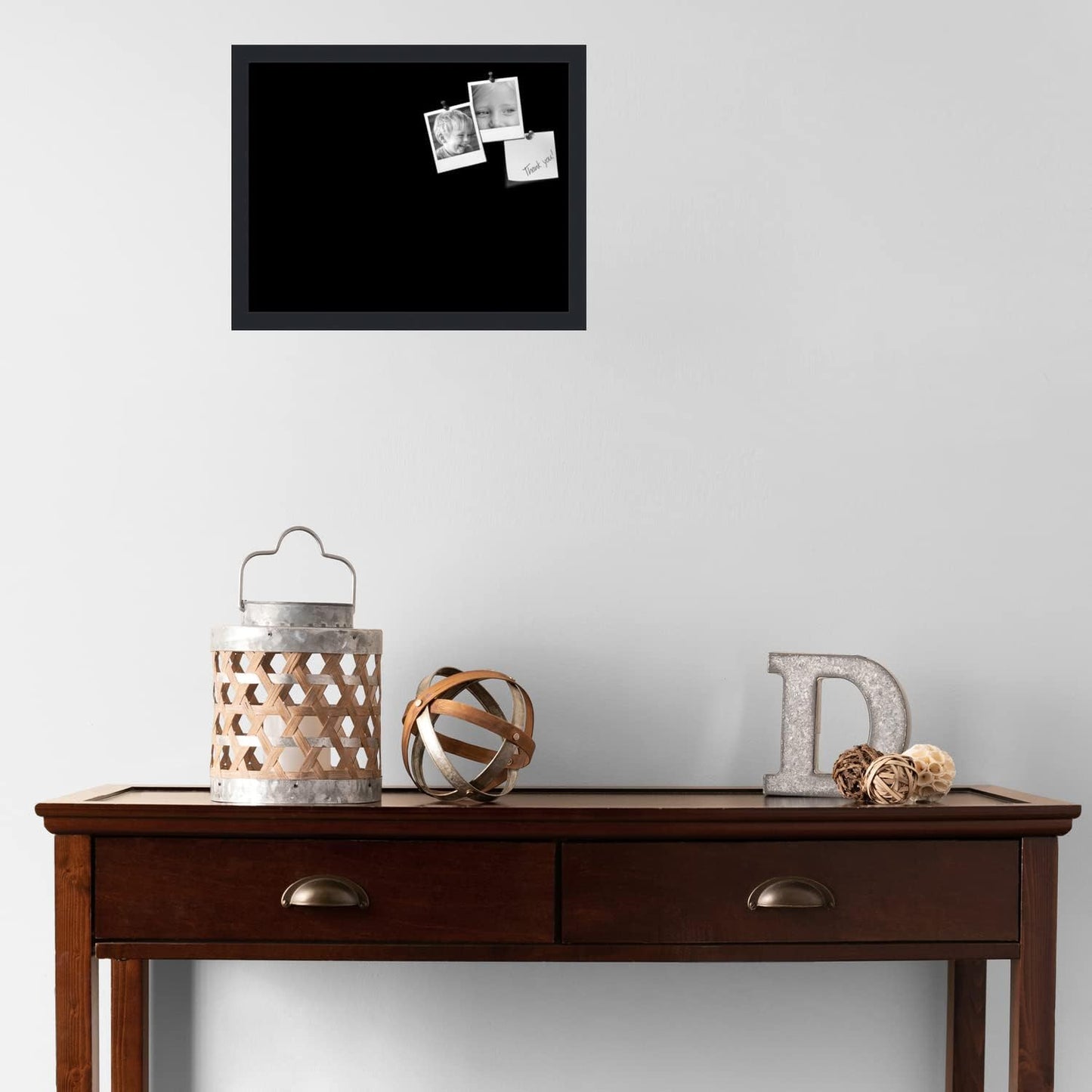 PinPix 18x14 Inch Cork Bulletin Board. This Decorative Framed Pin Board Comes with Solid Black Design and a Satin Black Frame. Ideal for Home Office Decor or Message Board (PinPix-622)