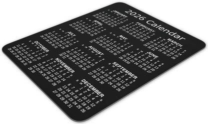 Non-Slip Rubber Mouse Pad， 2026 Calendar Vertical Edition Calendar Black Mouse Mat Mouse Pad Office Gaming Mousemat 9.5 inch x 7.9 inch