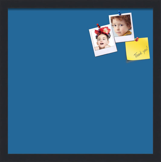 PinPix 18x18 Inch Cork Bulletin Board. This Decorative Framed Pin Board Comes with Navy Pastel Design and a Satin Black Frame. Ideal for Home Office Decor or Message Board (PinPix-1811)