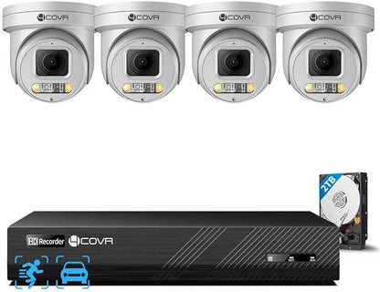 4COVR PoE PTZ Security Camera System, 4X 5MP PoE IP PTZ Camera Two Way Audio, 280ｰ Pan 90ｰ Tilt 5X Optical Zoom, Smart Color Night Vision, Human Vehicle Detection, 8CH 4K NVR 2TB HDD, LY5XCP5M0804