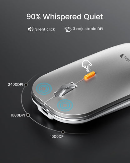 ProtoArc Backlit Bluetooth Keyboard and Mouse for Mac, KM100-A Multi-Device Wireless Keyboard Mouse for Mac, Full Size Rechargeable for MacBook Pro/Air, iPhone, iPad, White Silver