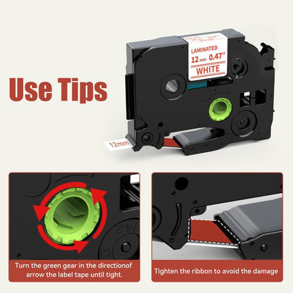 Labelife TZe-232 Replace for Brother P Touch Label Tape Red on White TZe232 TZe TZ Tape 12mm 0.47 1/2 Laminated Work for Brother PT D210 H110 D600 1230PC Label Maker, 4 Pack