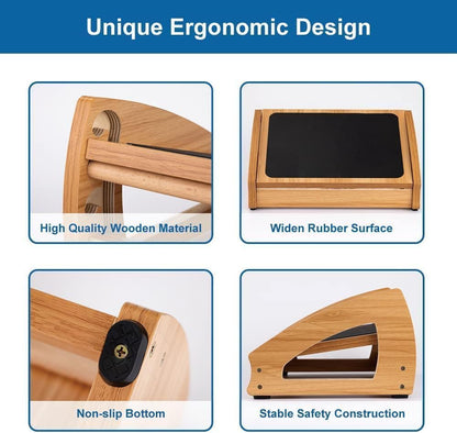 StrongTek Ergonomic Under Desk Footrest, 3 Adjustable Heights Wooden Office Footrest, Large Anti-Slip Surface, Improves Posture and Blood Circulation, up to 400lbs (Natural)