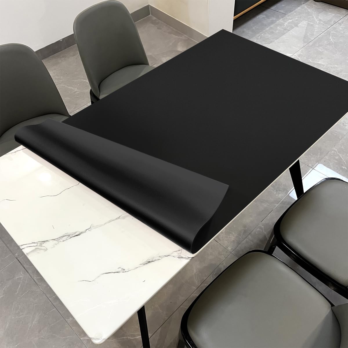 Dining Table Pad Protector - 36x90 Inch Waterproof Easy to Clean Can Conceal Flaws Protector The Table Top from Scratches Used for Dining (Black+Black 36x90)