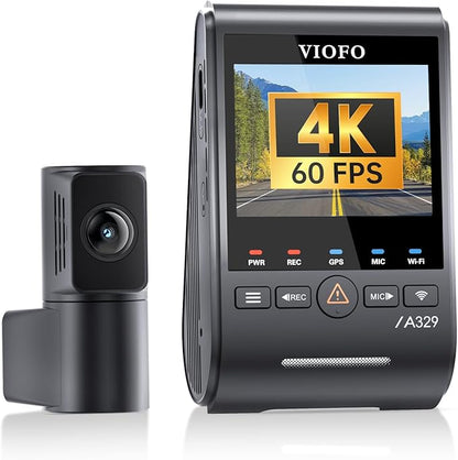 VIOFO A329S 4K 60FPS Dash Cam Front and Rear, 4K+2K Dual Dash Camera for Cars, Power Saving Parking Mode, Wi-Fi 6 App Control, Dual STARVIS 2 Sensors, Supports up to 4TB SSD or 512GB microSD Card