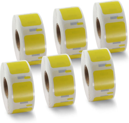 BETCKEY Colored Labels Compatible with Dymo 30332 (1" x 1") Square QR Code Labels, Compatible for Dymo LabelWriter Thermal 450, 4XL & Zebra Desktop Printers [6 Rolls, Yellow]