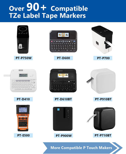 24mm .94 Laminated White TZ Tape Compatible with P Touch Label Tape 1 Inch TZe-251 TZe251 TZ251 Refills for Ptouch PT-D600 PT-D610BT PT-P710BT D400 (Black on White, 3-Pack)