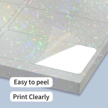 STARLIBOO Transparent Stickers Labels -1" x 2-5/8" Clear Address Labels Mailing Stickers for Laser/Inkjet Printer 8.5"×11"- 200 Labels (Clear Holographic)