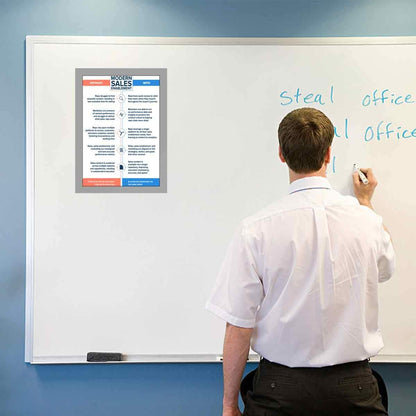 Document Sign Holder Pockets with Magnetic Back, Plastic Poster Picture Notice Display Frame for Fridge/Whiteboard/Chalkboard/Cabinet, 8.5 x 11.6 Inches, Silver, 6 Pcs